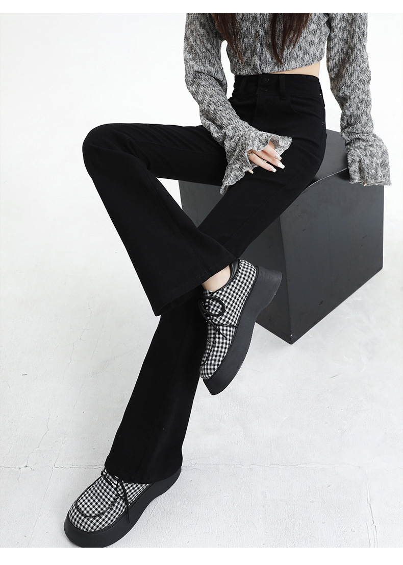 白色微喇牛仔裤女2025春季新款高腰修身弹力三防面料小个子喇叭裤详情33