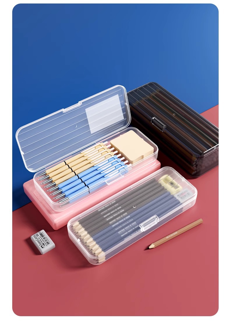 透明文具盒儿童塑料蜡笔铅笔收纳盒子笔筒大容量笔袋桌面学生笔盒详情19