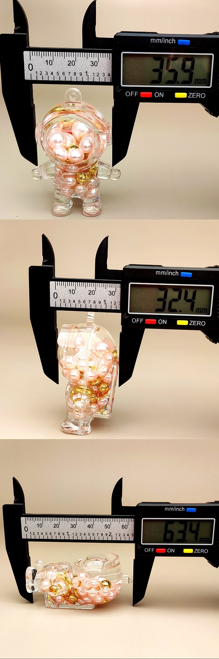 Creative acrylic oil-impregnated sand bottle, colorful bead backpack, astronaut keychain, car accessories, desktop ornaments pic 2