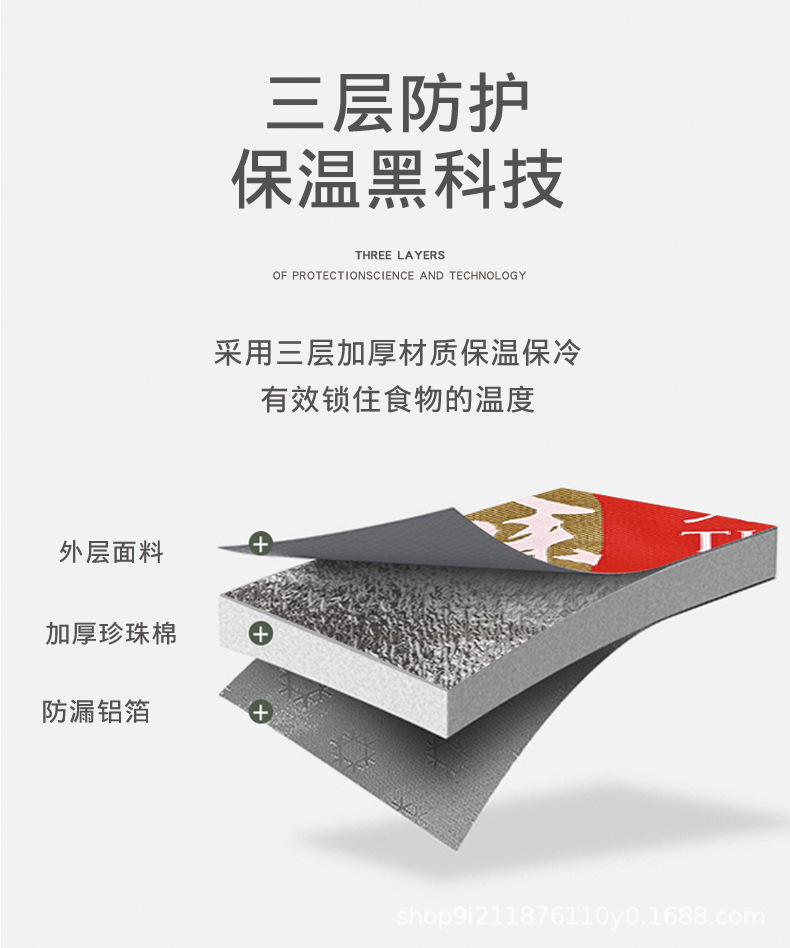 牛津布保温袋定制 铝箔手提袋蛋糕保鲜冰包 饭盒袋户外单肩野餐包详情8