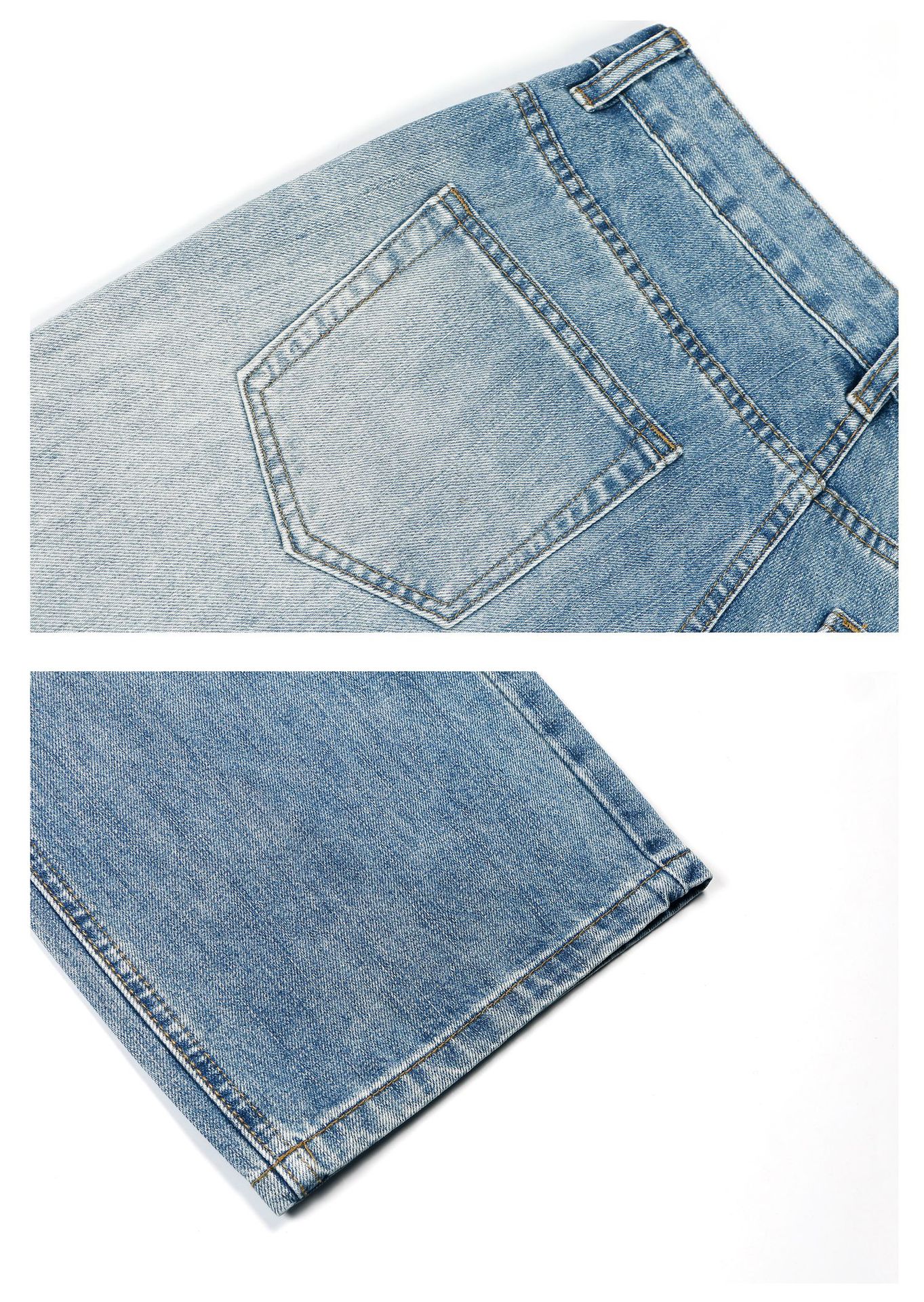 American retro washed cat whiskers clean fit straight wide-leg casual versatile jeans, trendy high street loose pic 8
