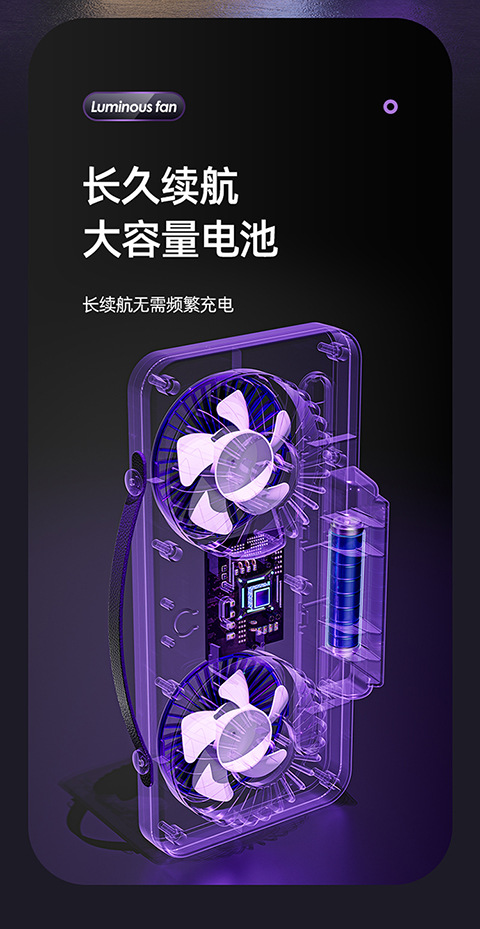 新款双头便携风扇桌面空气循环迷你壁挂充电家用宿舍户外循环详情8