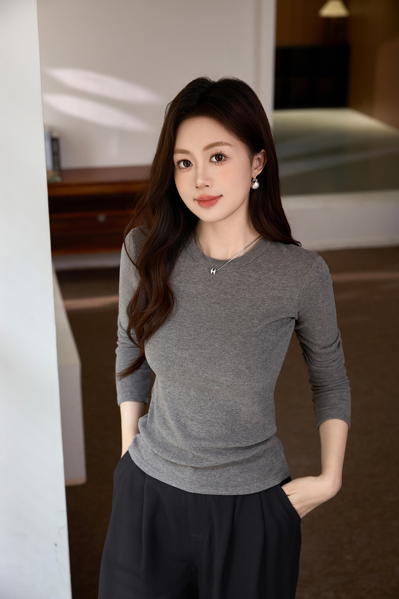 #双面磨毛# 精品慕斯羊绒软糯T恤女长袖2025秋冬新款内搭打底衫详情11
