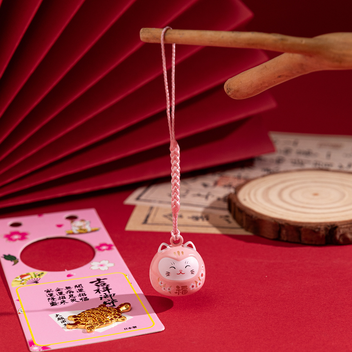 日式御守水音铃铛烤漆招财猫开运福招财猫水音铃铛手机钥匙挂饰详情6