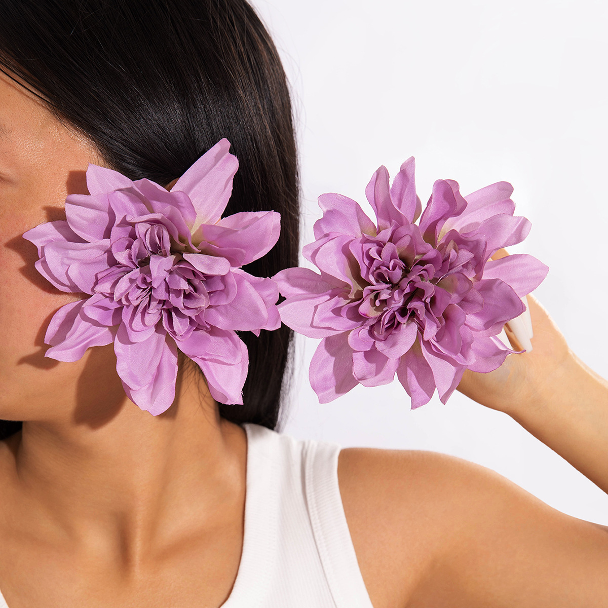 欧美跨境个性饰品紫色椭圆松石耳坠小众设计感玫瑰花朵耳环耳饰女详情12