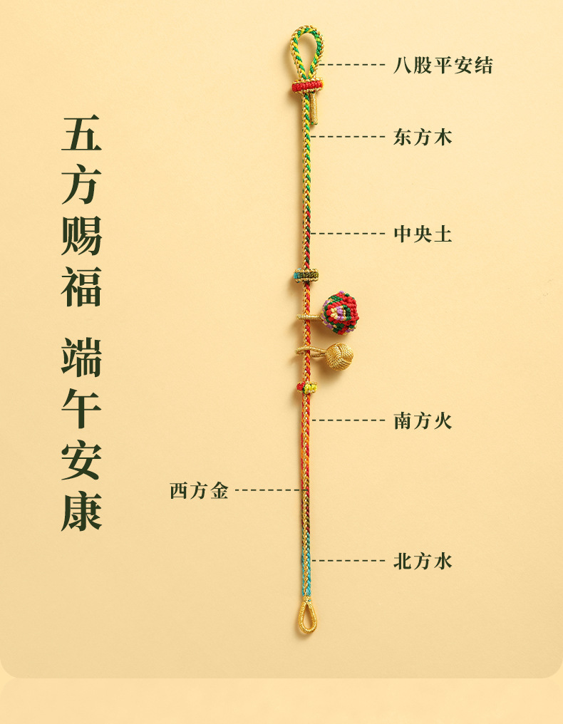 端午节五彩绳子小粽子手工编织diy成品吊坠少儿手绳手链装饰手绳详情42