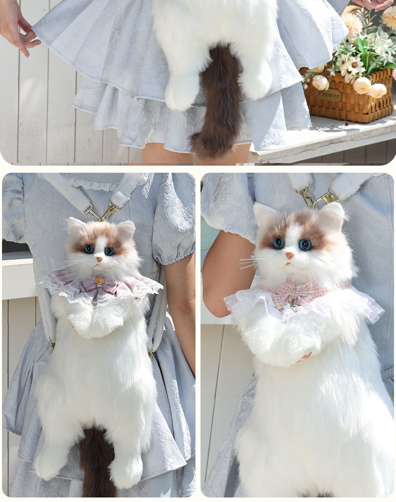 布偶猫咪背包仿真双肩包包玩偶公仔毛绒玩具生日礼物批发三花猫详情12