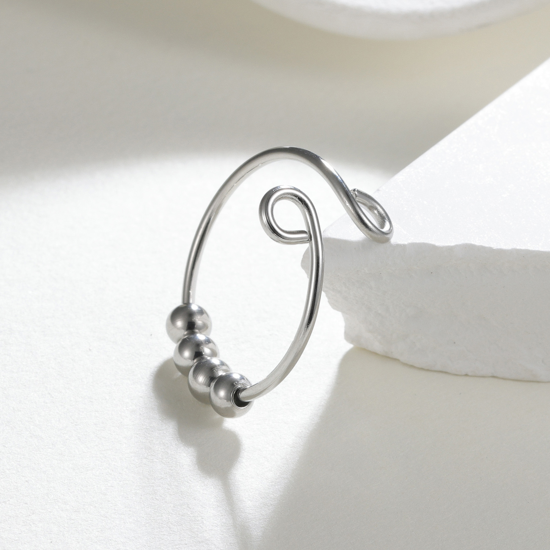 New cross-border rotating ring, universal wheel ring, anxiety ring for women and men, adjustable thin bead ring accessory pic 5