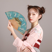 古风折扇工艺礼品扇二青日式汉服舞蹈扇子便携绢扇女扇厂家批发详情68