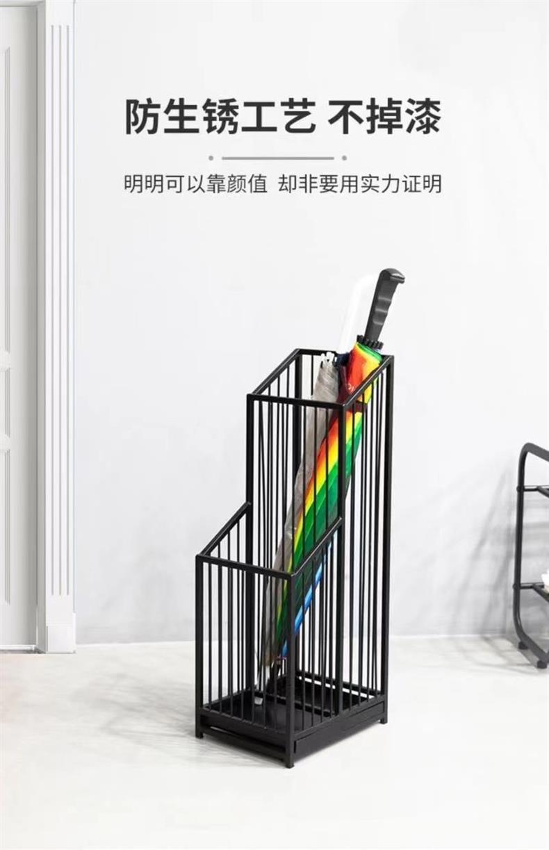 轻奢铁艺沥水雨伞架门口雨伞桶放伞架家用电梯口立伞筒收纳置物架详情3