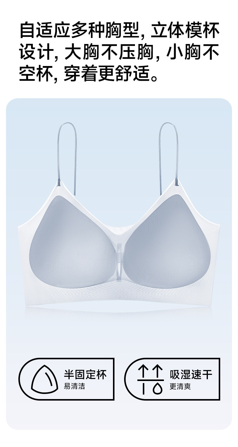 Herbal underwear for women, seamless commuting summer, ultra-thin, frameless, small bust, breathable and cool vest style bra pic 9