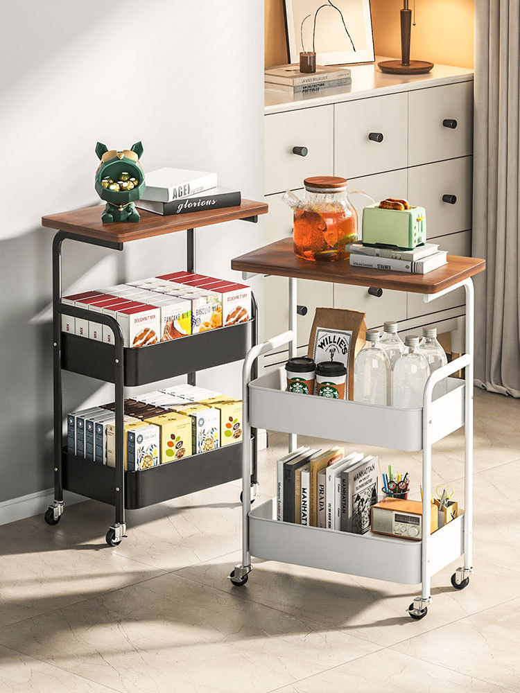 厨房置物架多层桌面可移动办公室收纳小推车带桌板卧室铁艺零食架详情8