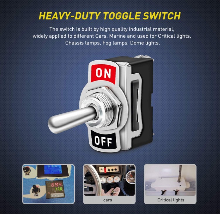 KN3(C)-101A car joystick toggle switch 20A two-pin self-locking power button switch with waterproof cover pic 5