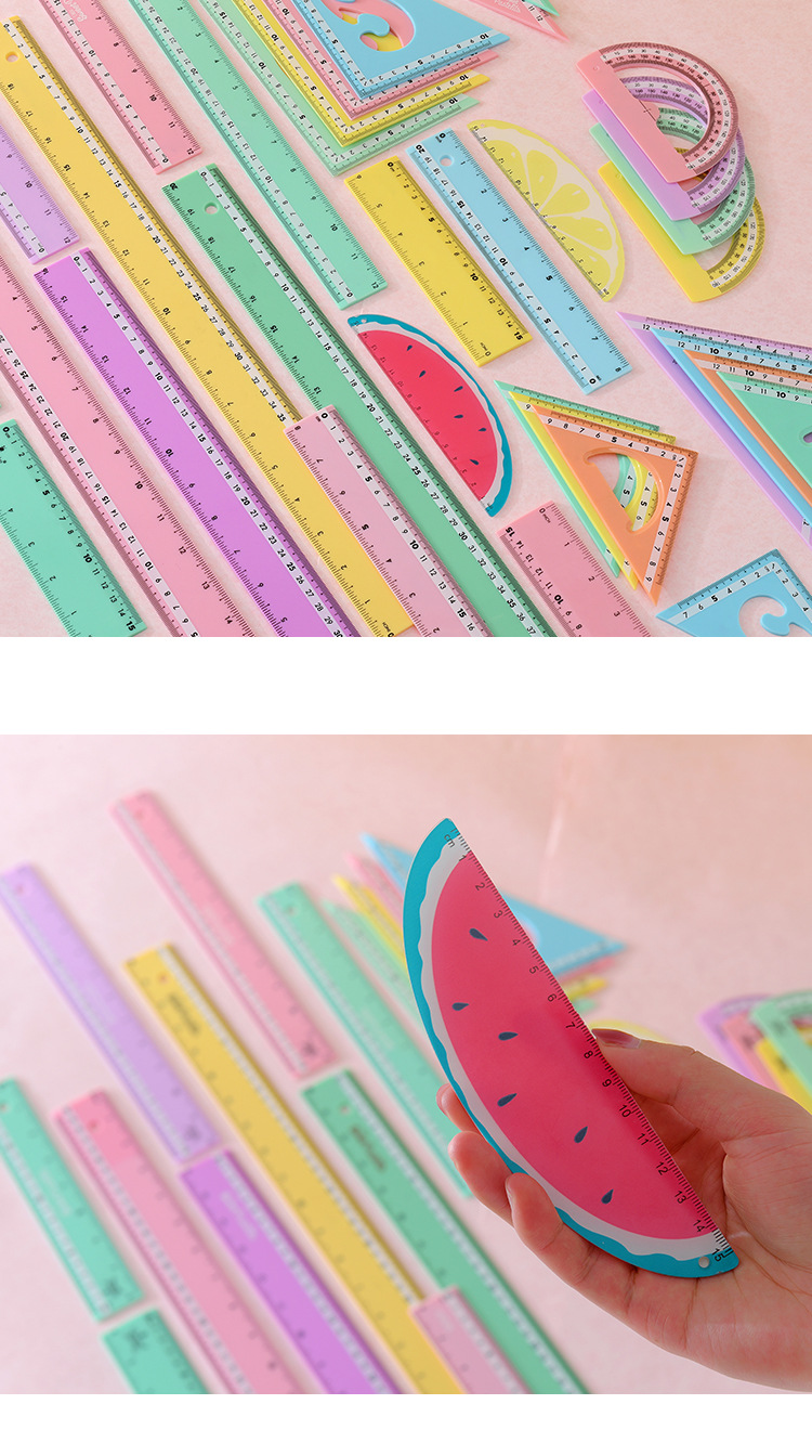 New multi-functional one-horned deer macaron color creative plastic ruler, student learning supplies set, custom-made for export pic 1