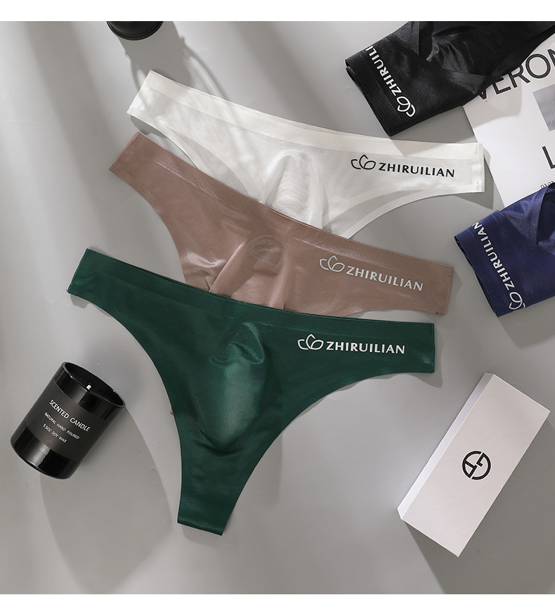 外贸男款性感运动健身字母薄款透明露臀冰丝低腰无痕三角单丁字裤详情14