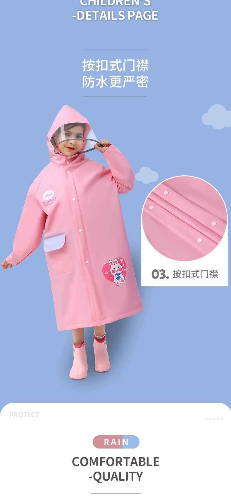 儿童雨衣儿童5-12岁7-12岁带书包位宝宝雨衣小学生雨衣全身防暴雨详情6