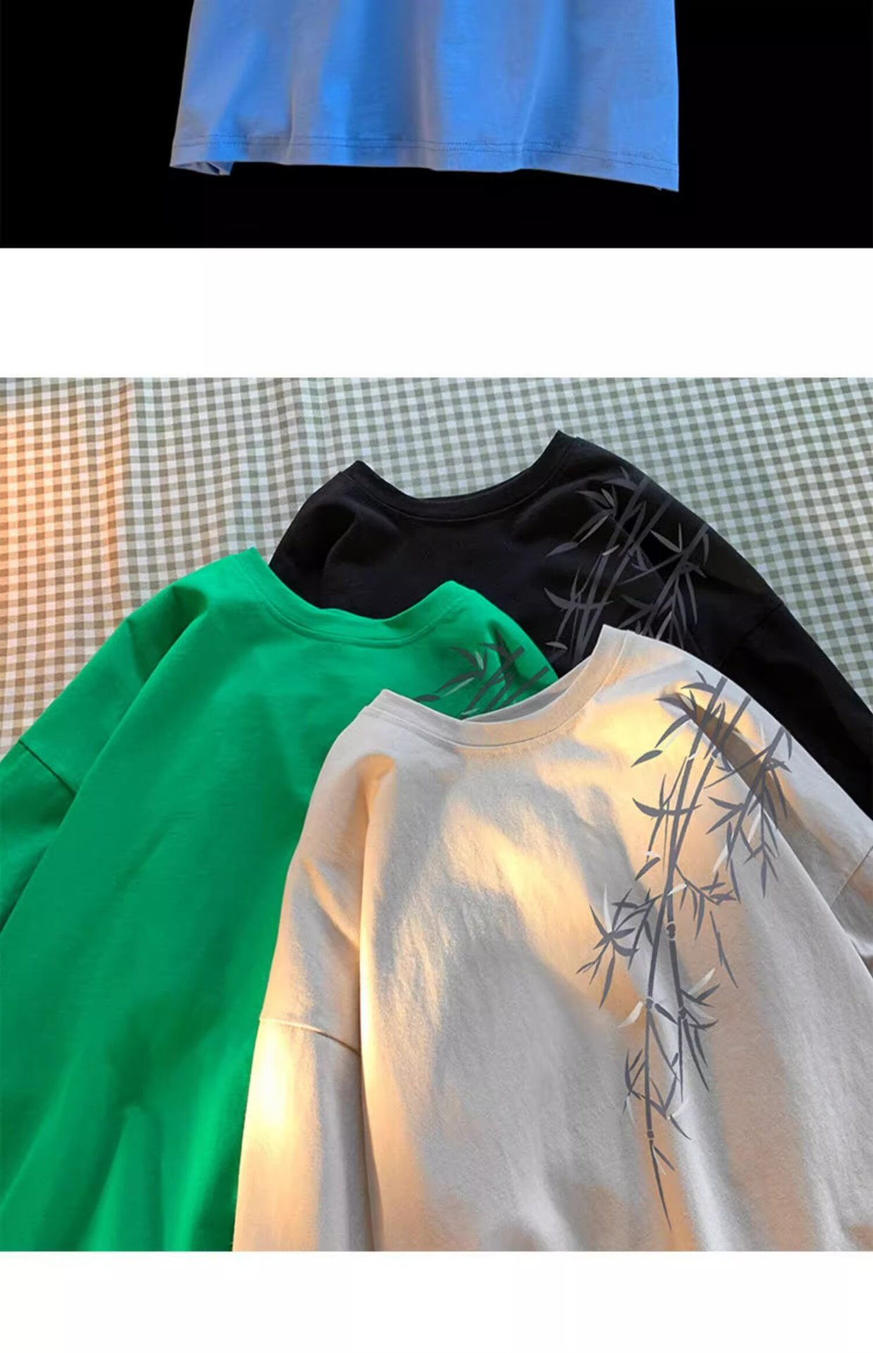 Pure cotton, new Chinese style, retro bamboo print short-sleeved T-shirt for men, summer trend, cool and stylish, loose round neck, half sleeve pic 12