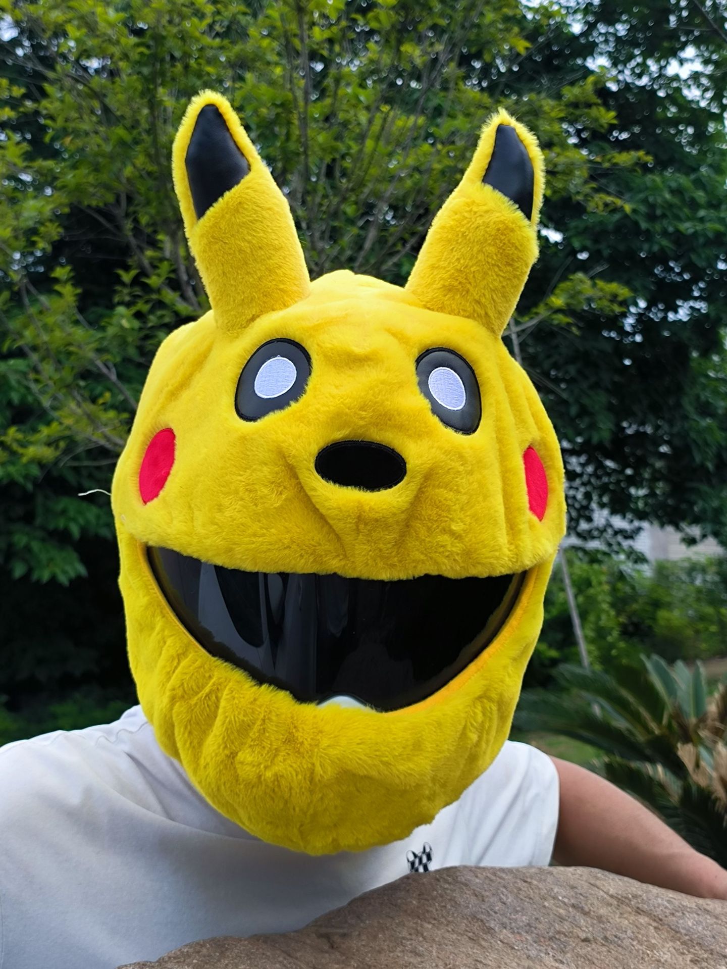 Cartoon outdoor cycling mask, Pikachu plush, personalized and fashionable helmet cover, motorcycle safety helmet protective cover for protection pic 16