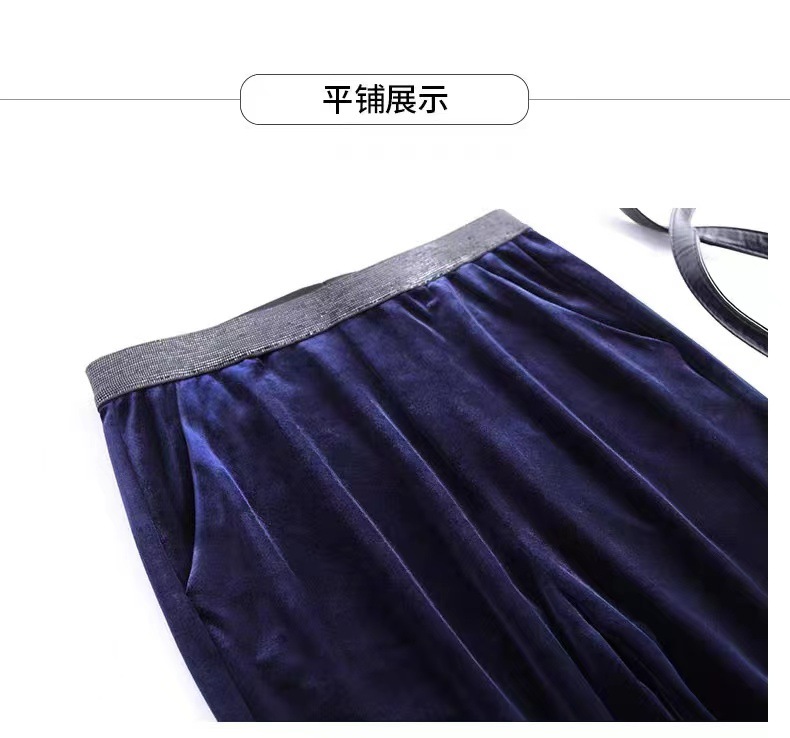 金丝绒阔腿裤女士休闲裤子春秋高腰垂感显瘦中年女裤窄版直筒长裤详情15