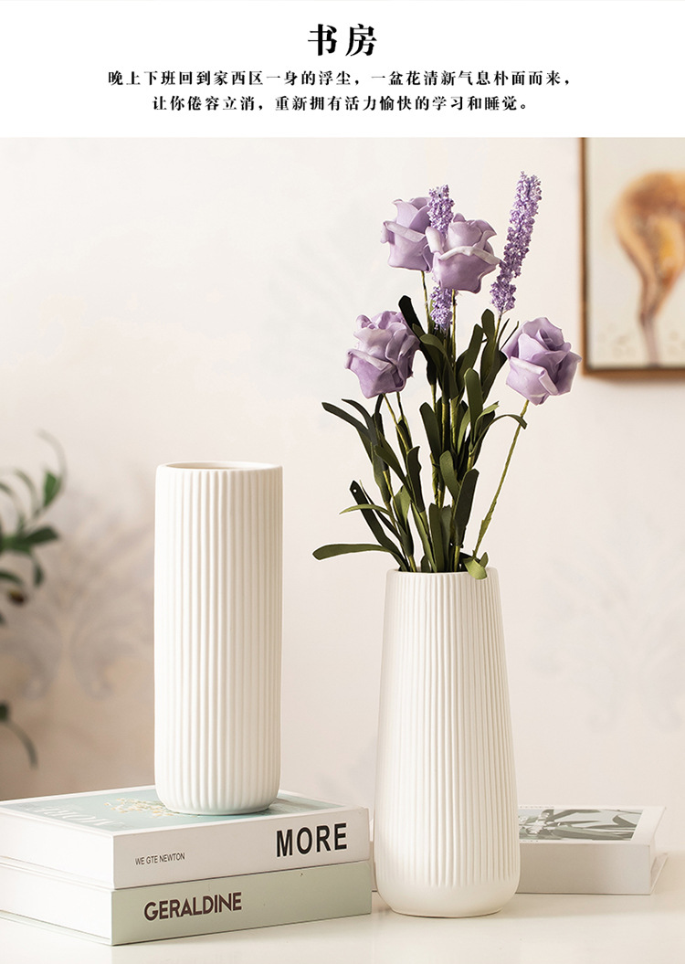 跨境爆款陶瓷花瓶创意家居客厅白色水培花器北欧干花插花装饰摆件详情2