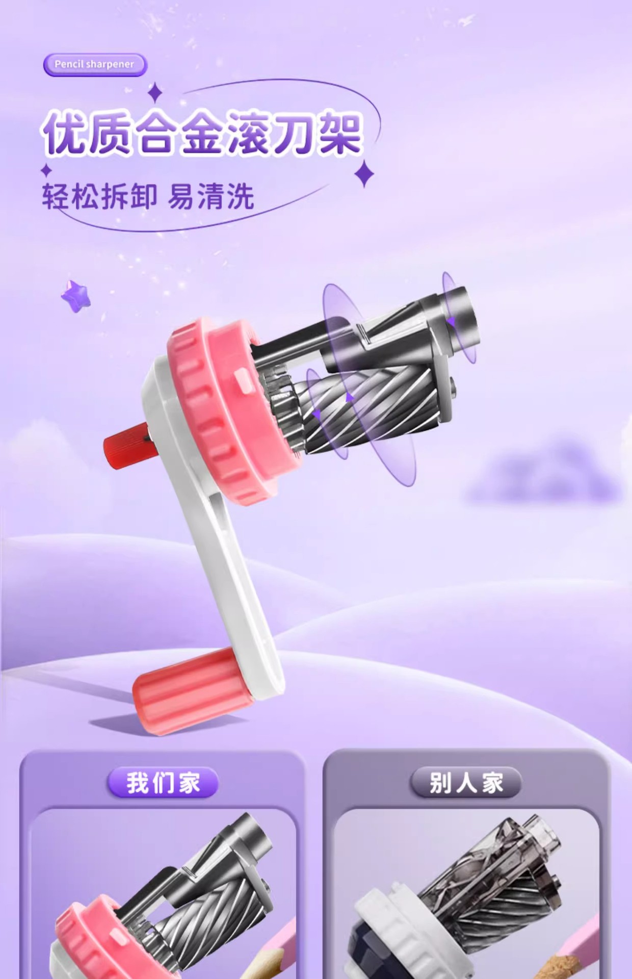 库洛米转笔刀小学生削笔刀手摇自动进铅铅笔削笔器刨笔耐用卷笔刀详情5