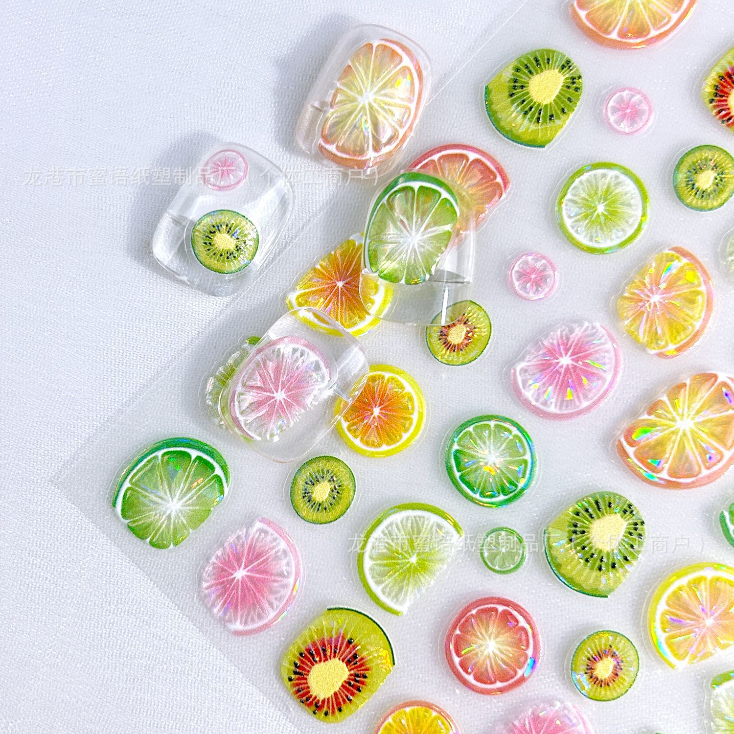 Cross-border bestseller: Shell Light Lemon nail sticker, wine red cherry 5D three-dimensional embossed nail sheet decoration sticker pic 6