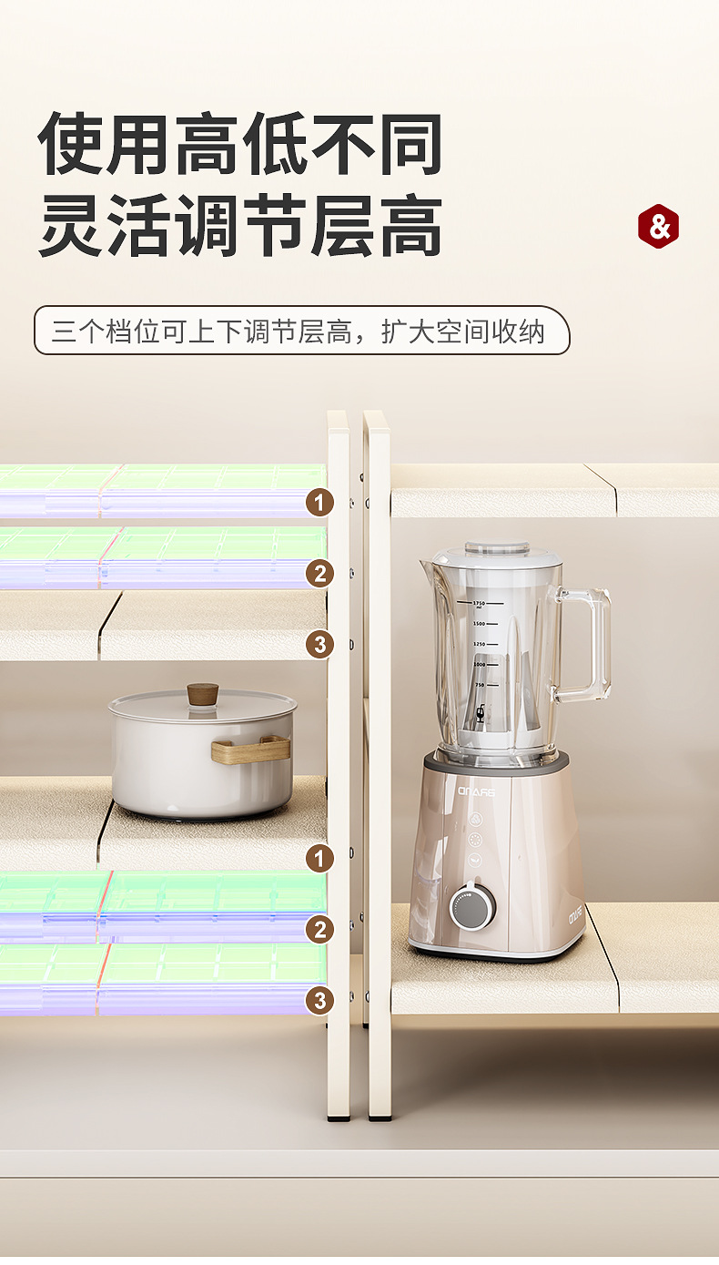 源头工厂厨房可伸缩下水槽置物架橱柜分层架储物架多功能收纳锅架详情10