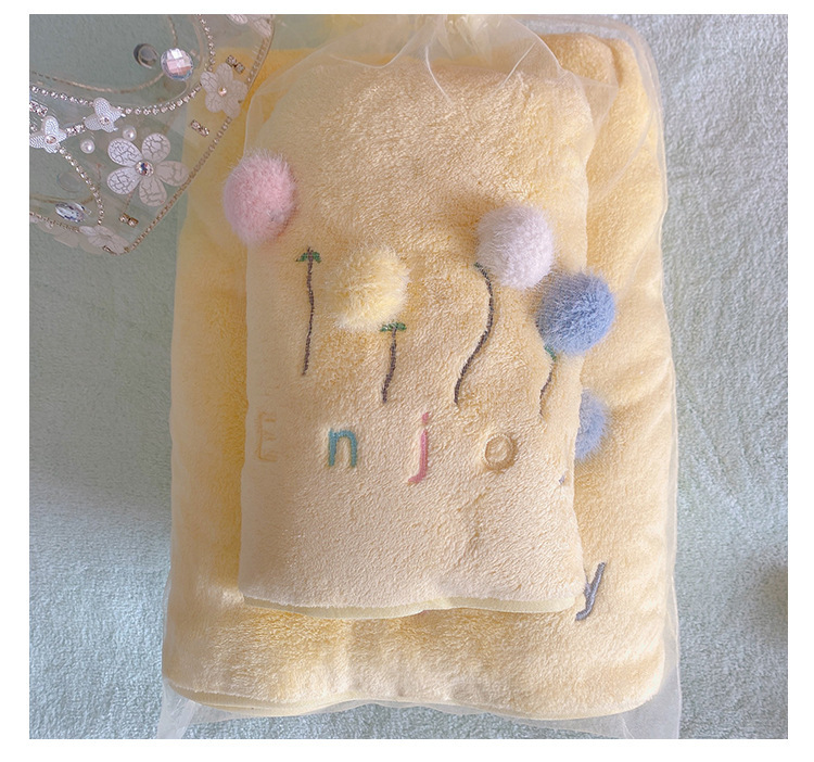 【 Chi Jia 】 Coral Velvet Towel, Bath Towel, mother and child set towel, Cute Dandelion towel, home bath towel, beach pic 16