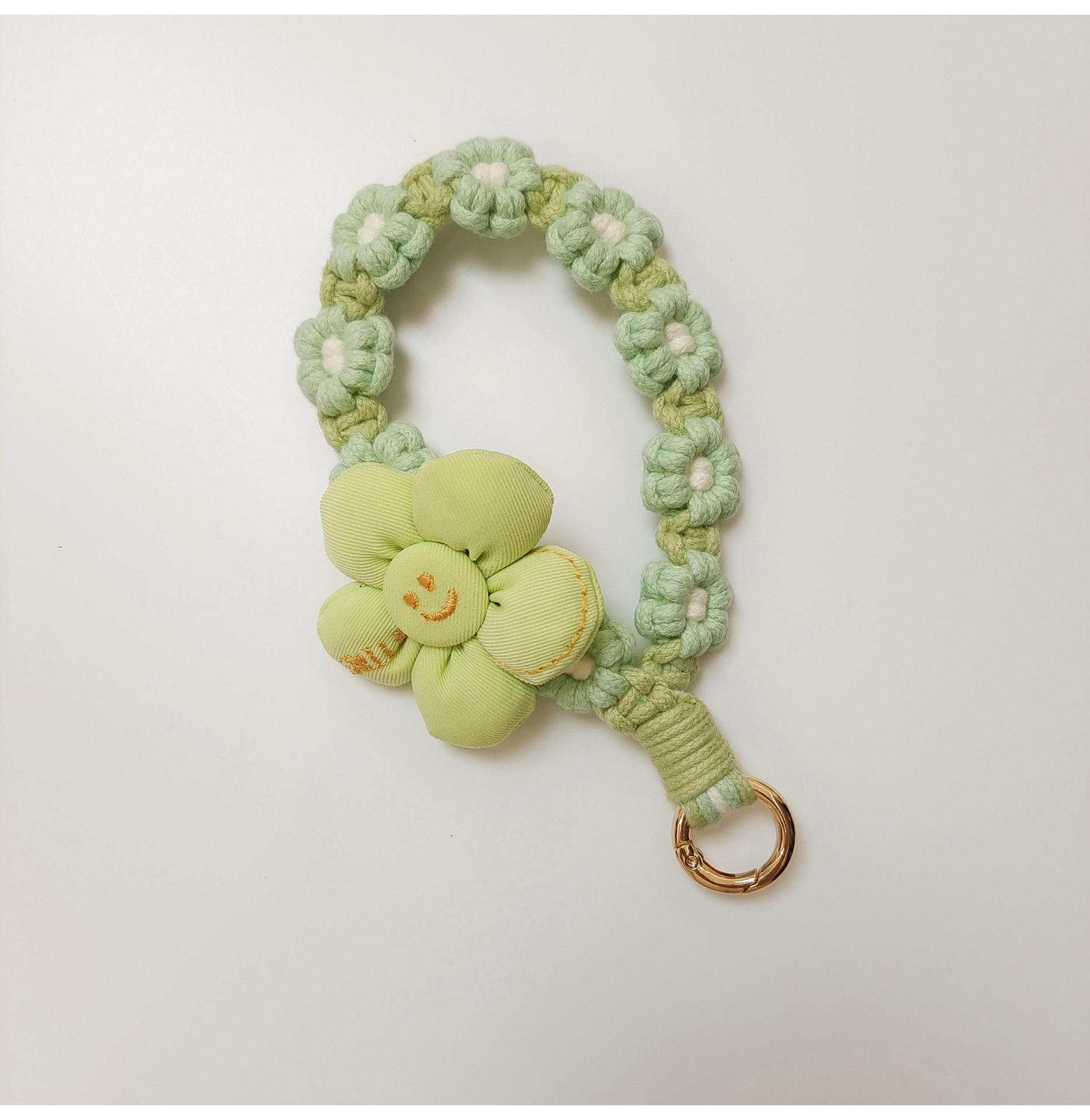 日韩可爱手工编织花朵钥匙扣手机挂件立体花花手腕挂绳手作礼品女详情24
