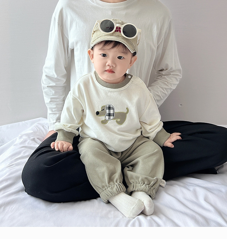 婴幼儿网红春秋套装男童小狗卫衣卫裤秋季两件套小童帅气韩版童装详情20