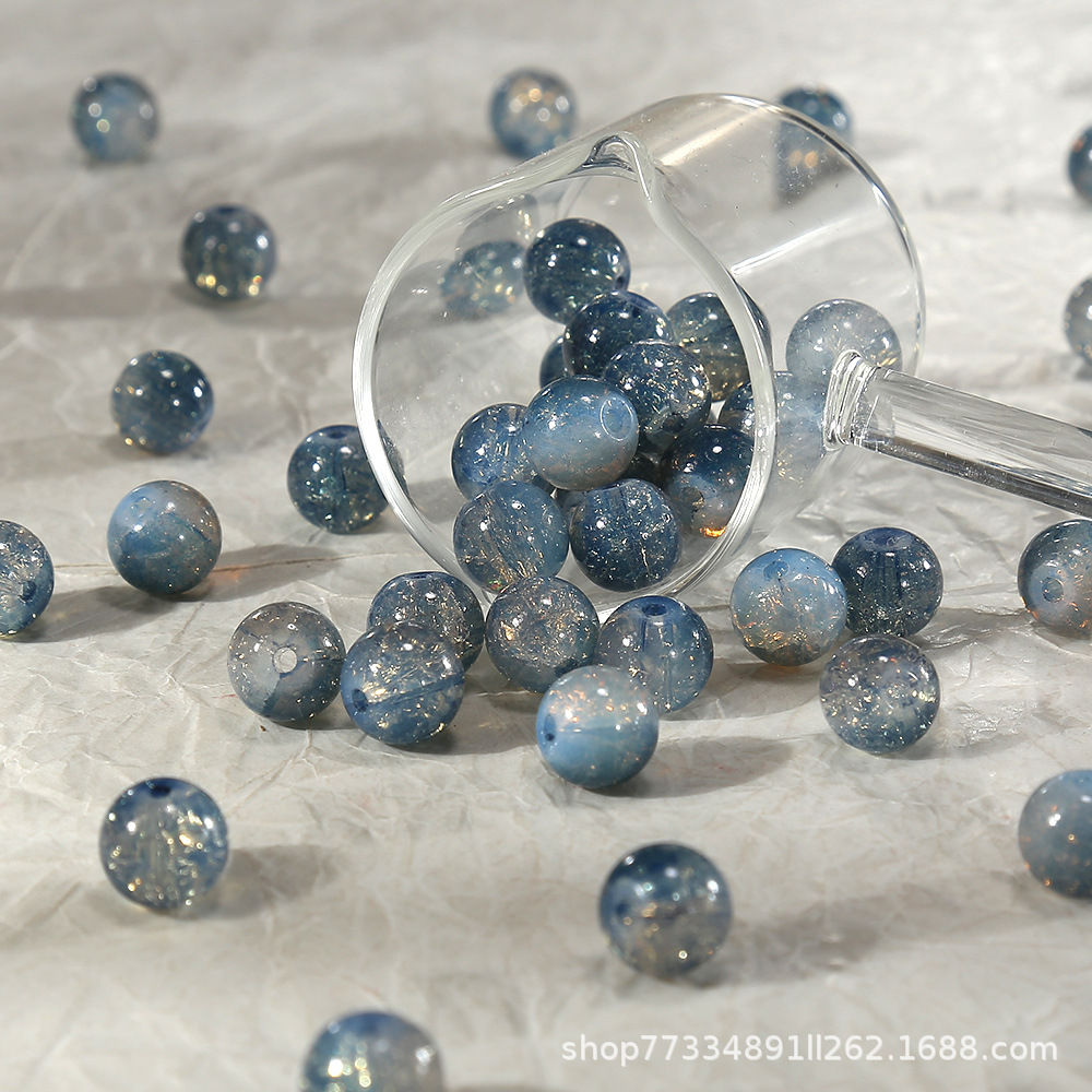 10mm【蛋白碎系玉碎珠】爆花琉璃珠手工diy手链串珠散珠饰品配件详情4