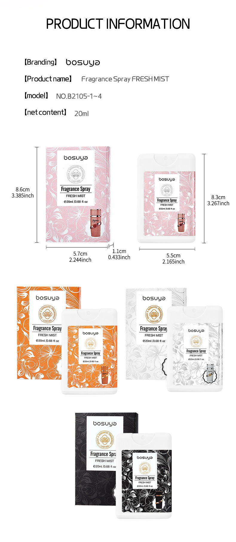 【 Cross-border Exclusive 】Bosuya Portable Pocket Perfume, Long-lasting Fragrance, Niche perfume, Fragrance Spray wholesale pic 16