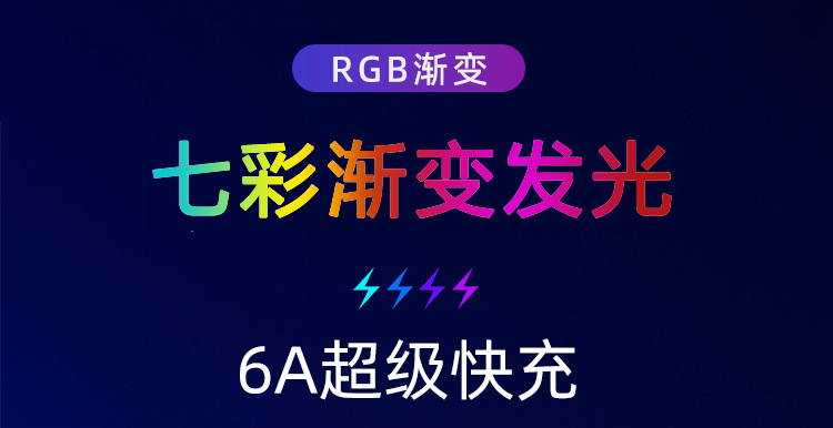 The seven-color gradient luminous data cable is compatible with Apple PD fast charging 100W dual Type-C and Huawei one-to-three charging cable pic 4