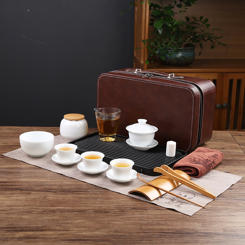 Teaching and training tea art tea set, Japanese portable travel kung fu tea set, business home, company gift logo pic 10