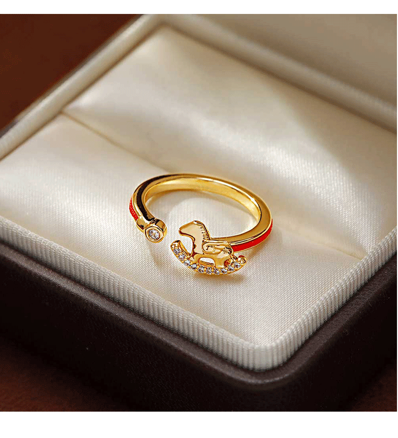 Hyacinth Red Horse Year Small Horse Ring for Women 2026 New Bestseller Zodiac Horse Index Finger Ring, a niche model for the zodiac year pic 9