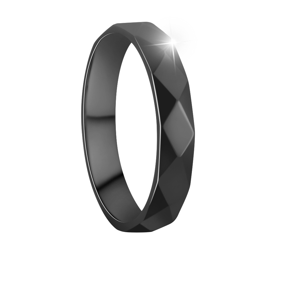 2024 Cross-border source Amazon new Product 4mm couple rings, four-sided geometric ring jewelry, titanium steel ring pic 8