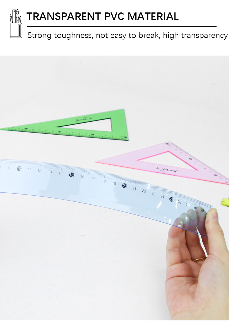 The Yalong Cross-border plastic 30 cm straightedge set is used as an Angle measuring tool pic 5