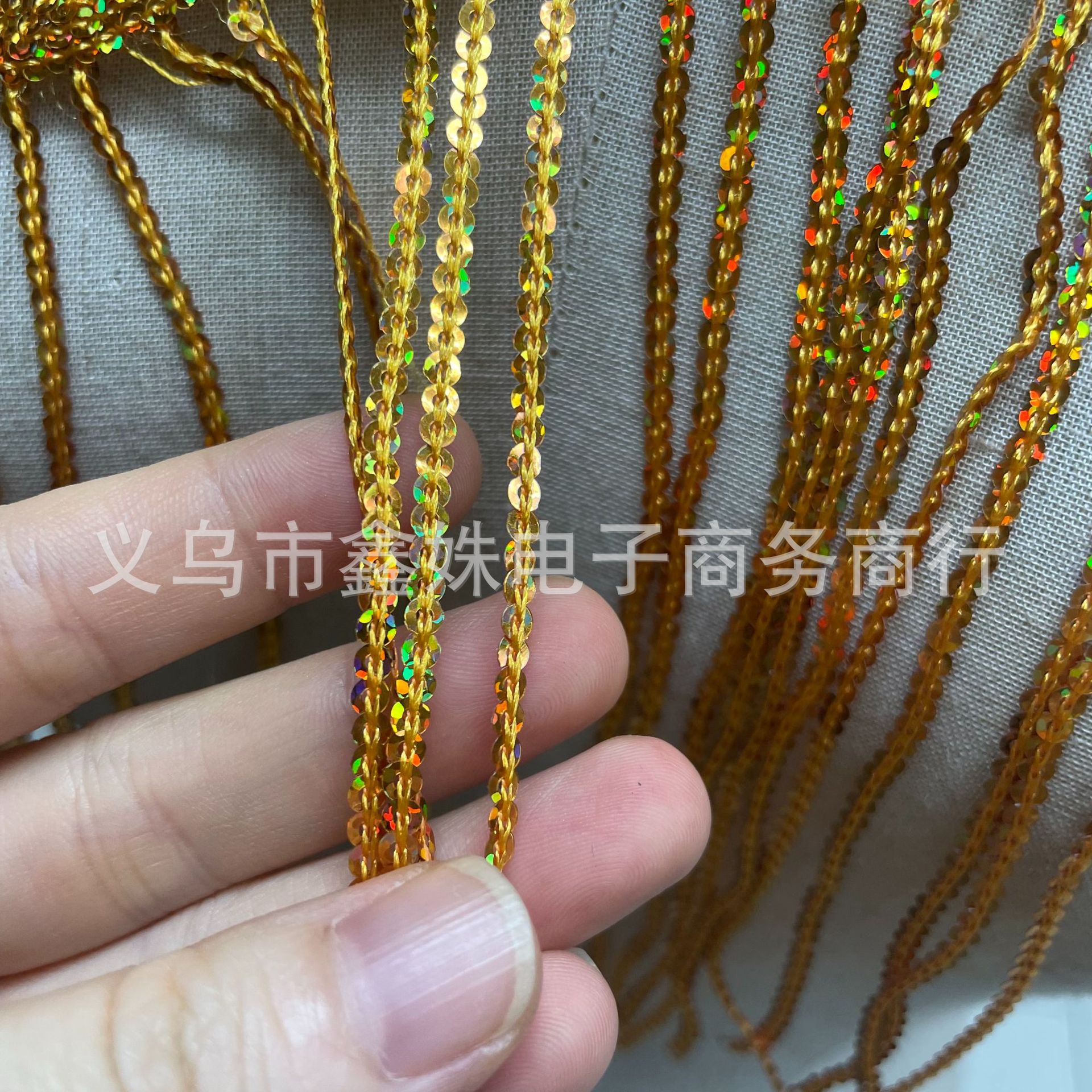 Laser light gold tassels, whiskers, mesh sequins, DIY curtains, stage performance costumes, ribbons pic 4