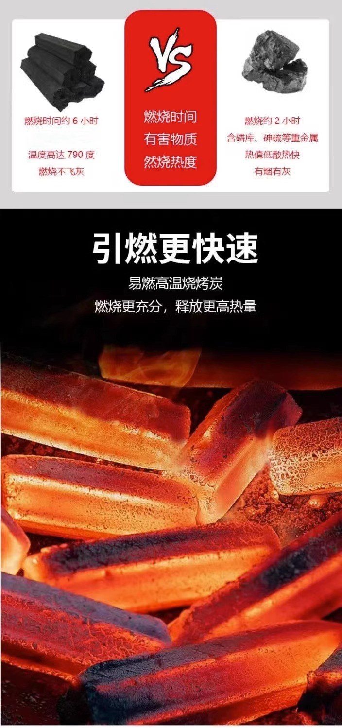 木炭碳无烟烧烤碳竹炭烧烤机制炭家用无烟烧烤炭果木炭批发详情8