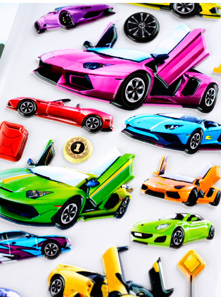 交通工具小汽车卡车儿童认知卡通立体早教贴纸幼儿园宝宝泡泡贴画详情5