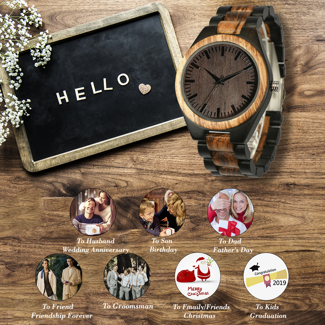 大表盘石英木表新款DIYwristwooden日本2035机芯现货支持一件代发详情9