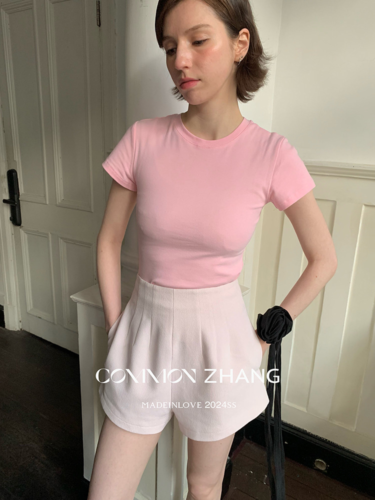 CZZHANG Summer Korean-style multi-color, niche, versatile and simple basic short-sleeved T-shirt for women A10099 pic 15