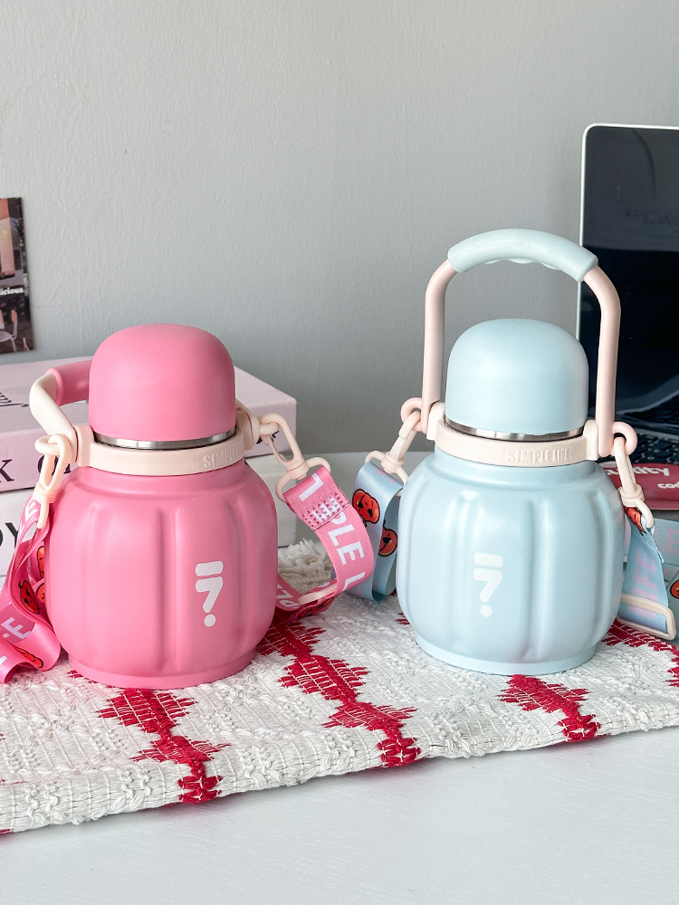 新款网红南瓜杯大肚手提便携保温杯迷你可爱大容量保温杯大肚杯详情1