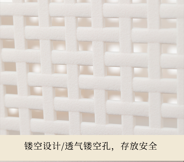 塑料镂空编织收纳筐玩具书本桌面格纹带竹盖可叠加储物篮批发收纳篮置物篮收纳筐详情10