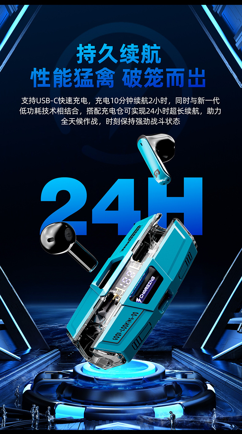 The new cross-border mecha headphones PRO50 wireless Bluetooth headphones are low-latency tws aemai Bluetooth headphones for gaming pic 13