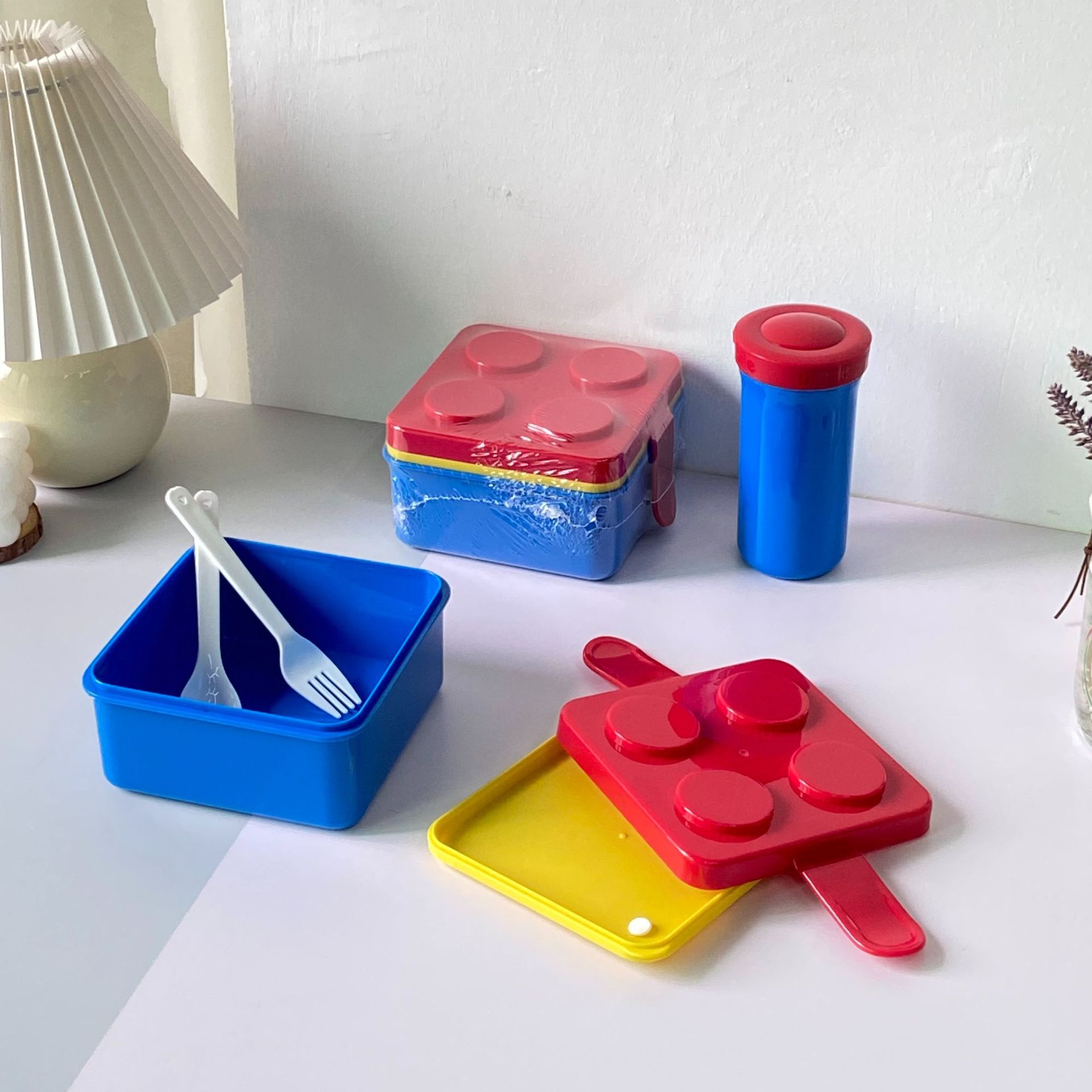 创意正方形积木饭盒卡通儿童单层午餐盒野餐便携沙拉盒学生便当盒详情4