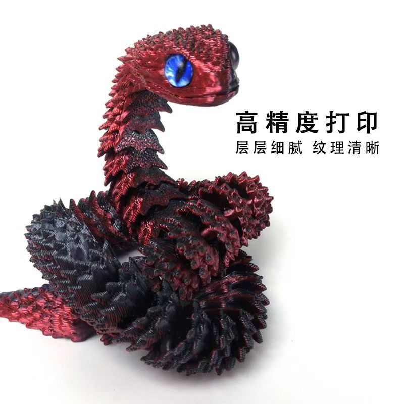 跨境3D打印蝰蛇蛋套装桌面摆件儿童玩具关节可以活动玩具小蛇装饰详情22