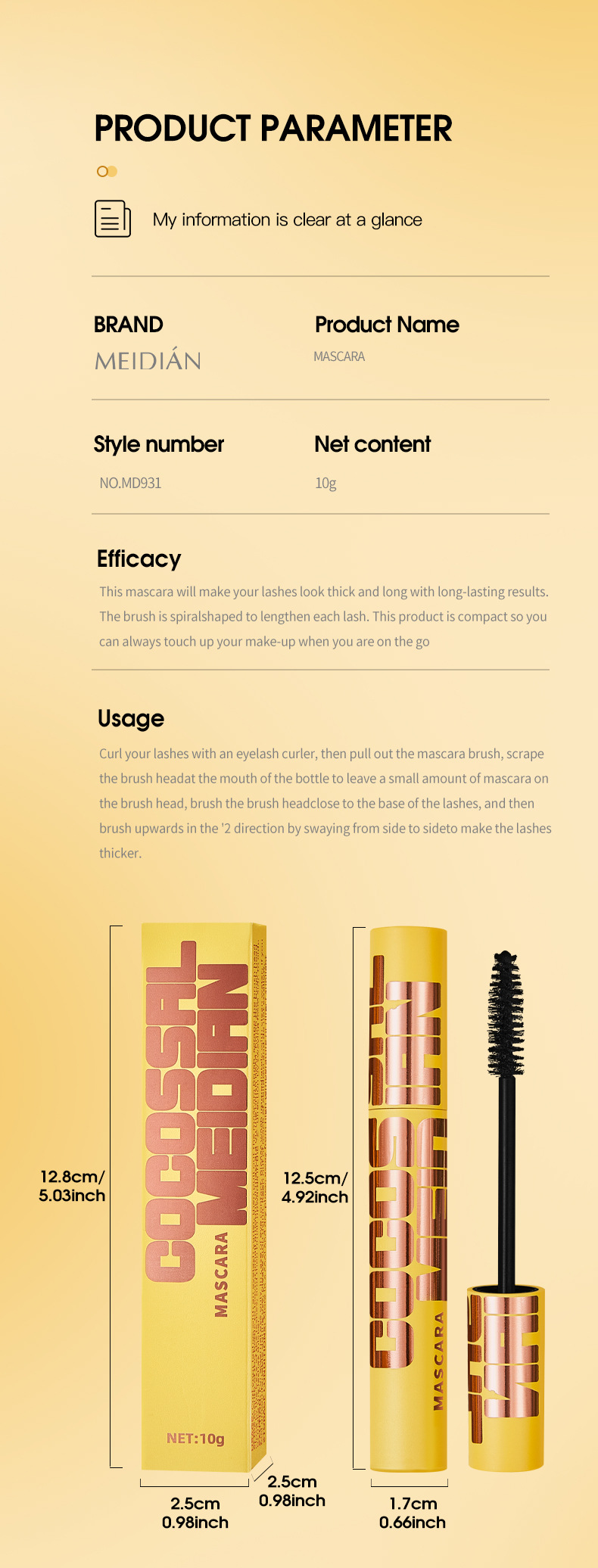 【 Cross-border Exclusive 】MEIDIAN Mascara Wholesale: Long, Curly, Thick, Waterproof and Sweat-proof Mascara pic 13