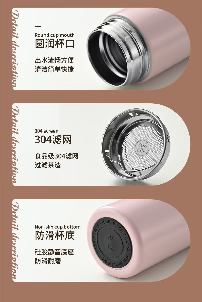 定制高颜值迷你保温杯女士便携小巧水杯不锈钢真空数显口袋杯详情10