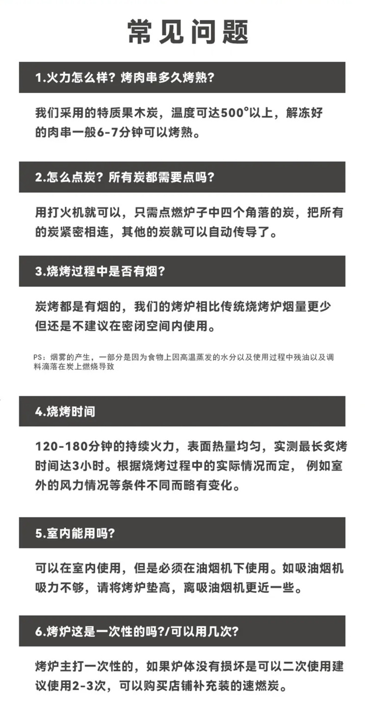 一次性烧烤炉家庭无烟碳烤炉露营木炭烧烤架户外便携式烤肉炉室内详情5